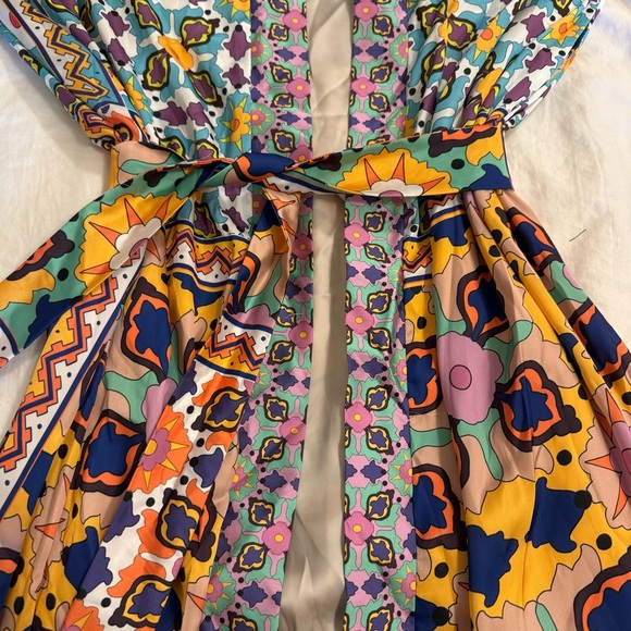 Zara Bright Print Silky Tie Waist Kimono Robe - Sz: XXL. - Picture 3 of 5